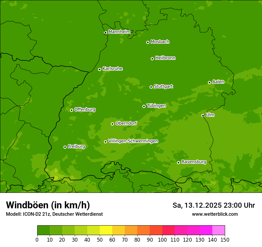 Modellkarten Windgeschwindigkeit