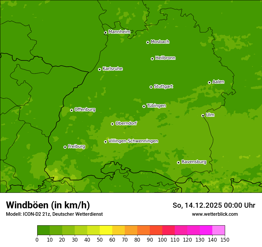 Modellkarten Windgeschwindigkeit