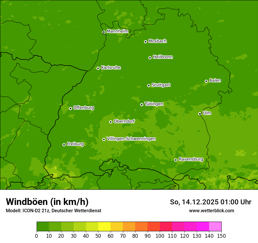 Modellkarten Windgeschwindigkeit