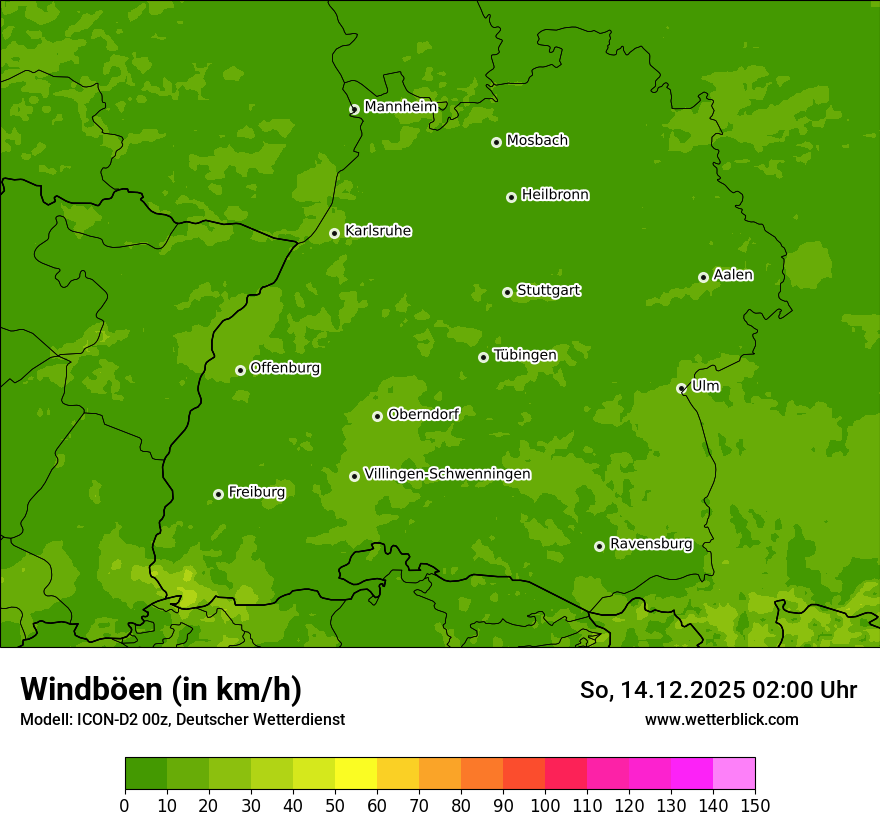 Modellkarten Windgeschwindigkeit