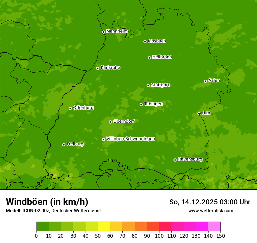 Modellkarten Windgeschwindigkeit