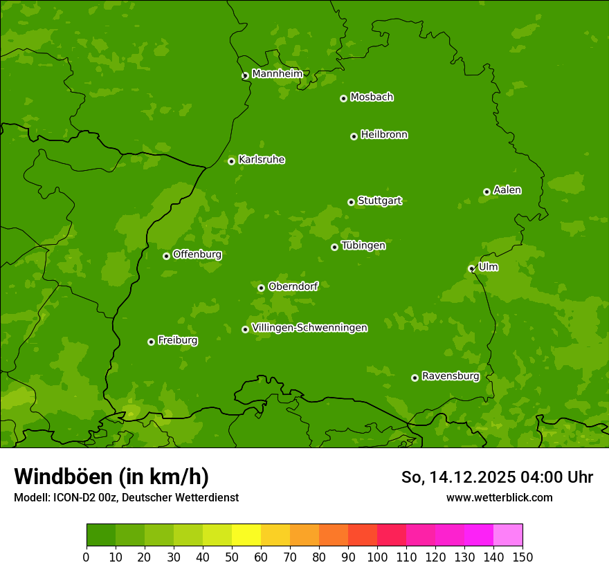 Modellkarten Windgeschwindigkeit