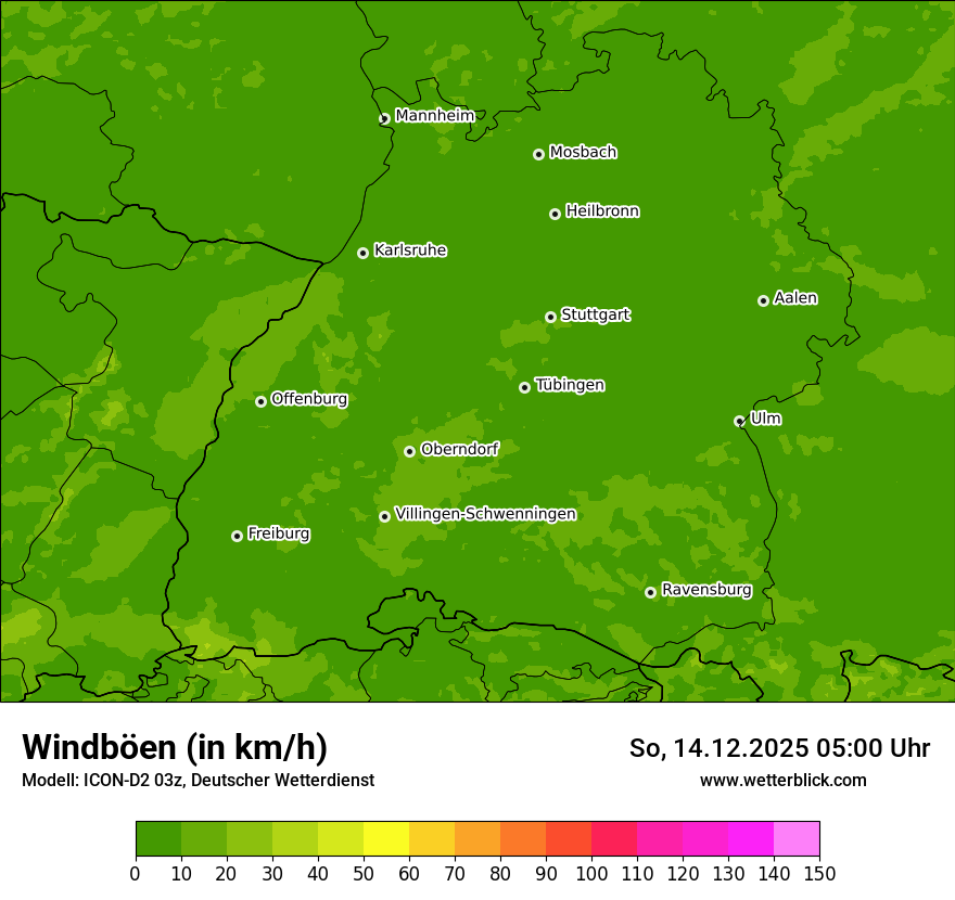 Modellkarten Windgeschwindigkeit