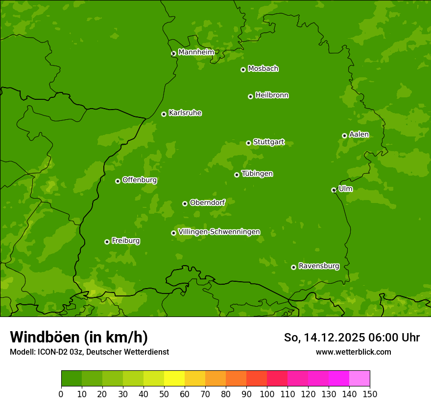 Modellkarten Windgeschwindigkeit