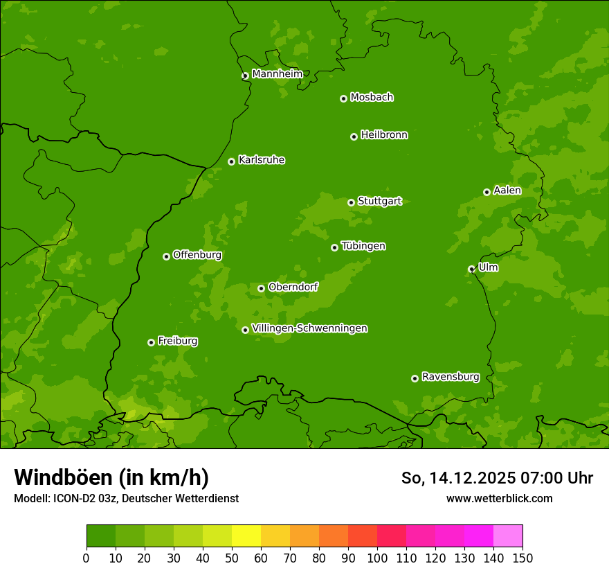 Modellkarten Windgeschwindigkeit