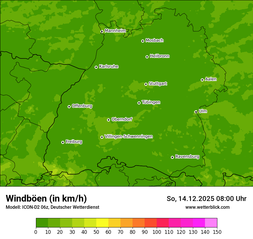 Modellkarten Windgeschwindigkeit