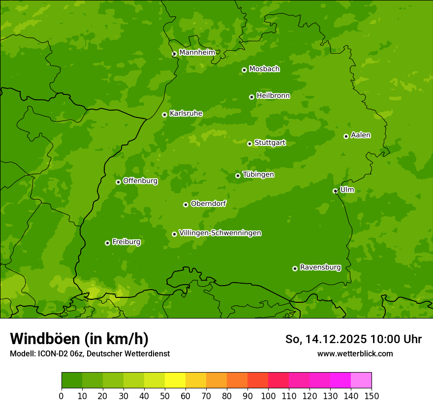 Modellkarten Windgeschwindigkeit