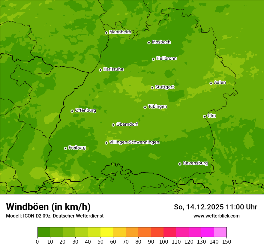 Modellkarten Windgeschwindigkeit