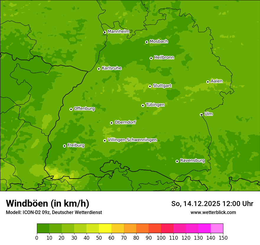 Modellkarten Windgeschwindigkeit