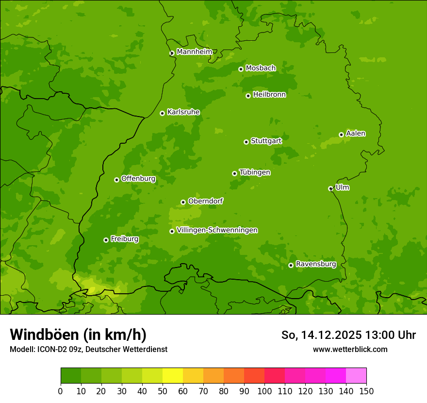 Modellkarten Windgeschwindigkeit