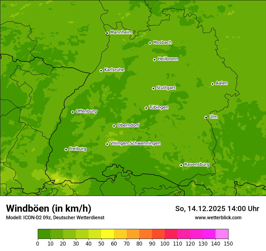 Modellkarten Windgeschwindigkeit