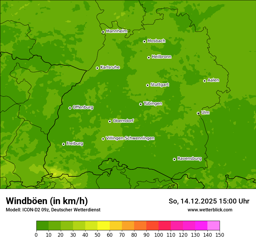 Modellkarten Windgeschwindigkeit