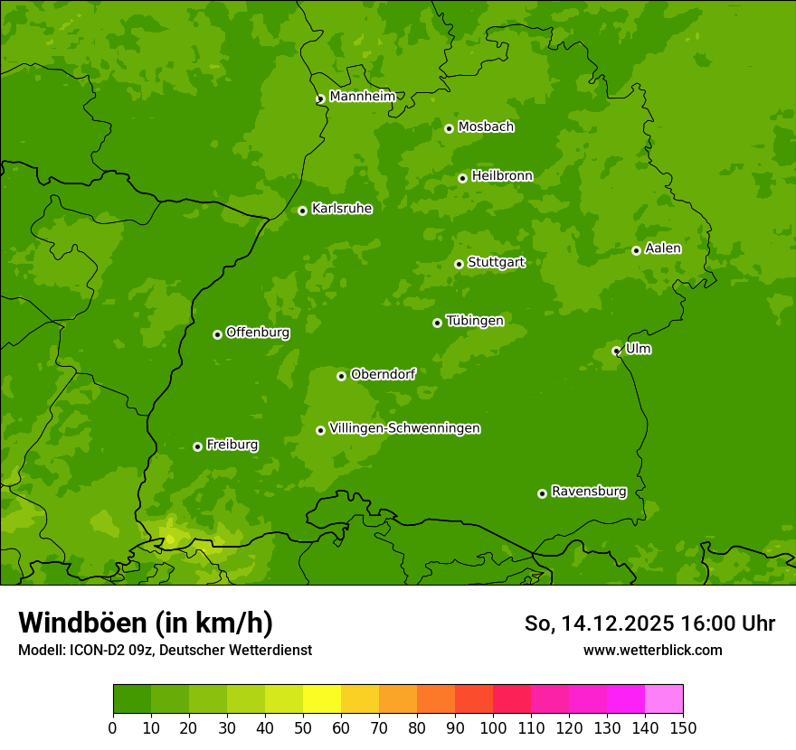 Modellkarten Windgeschwindigkeit