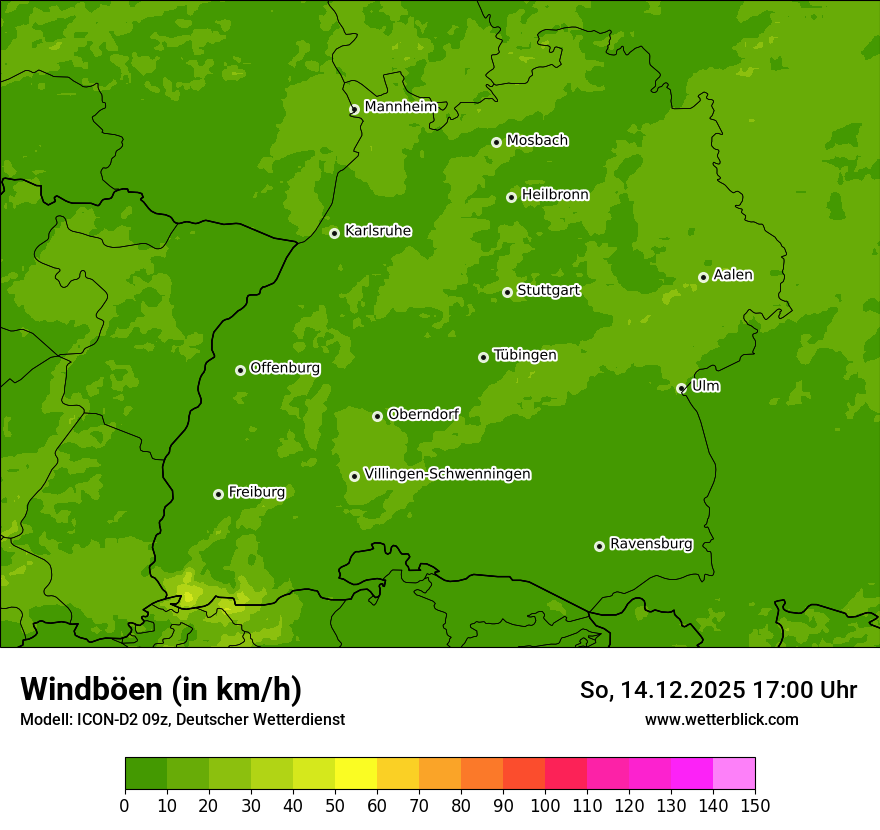Modellkarten Windgeschwindigkeit