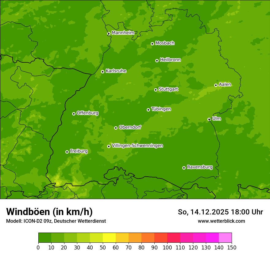 Modellkarten Windgeschwindigkeit