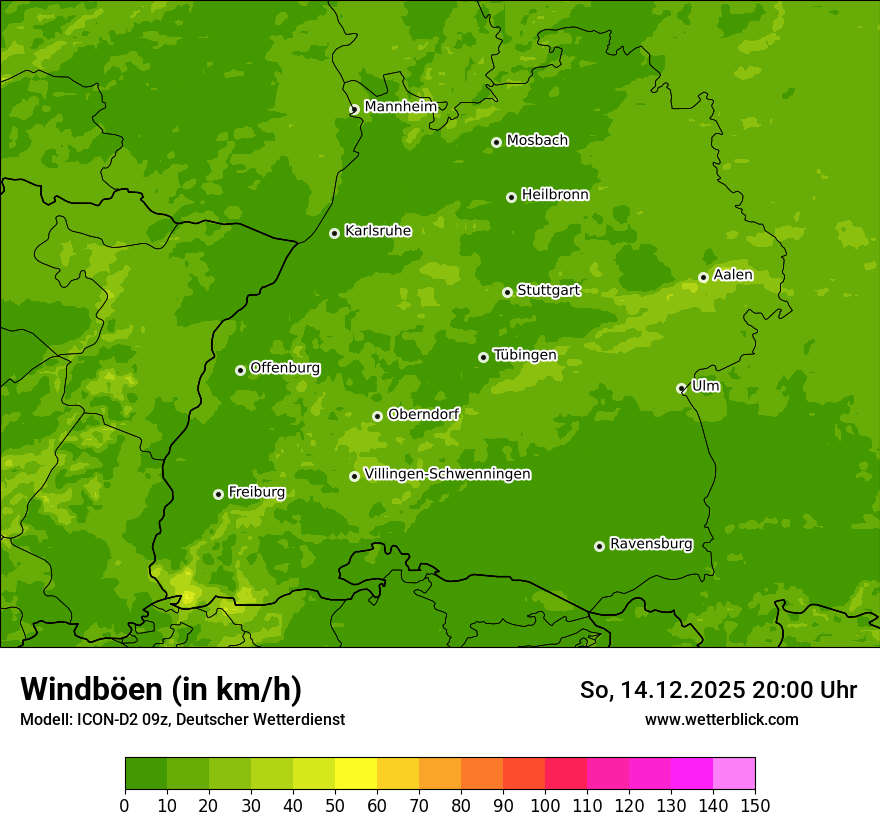 Modellkarten Windgeschwindigkeit