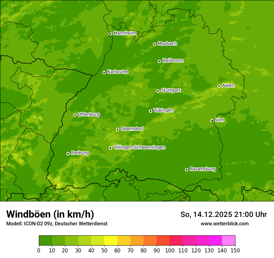 Modellkarten Windgeschwindigkeit