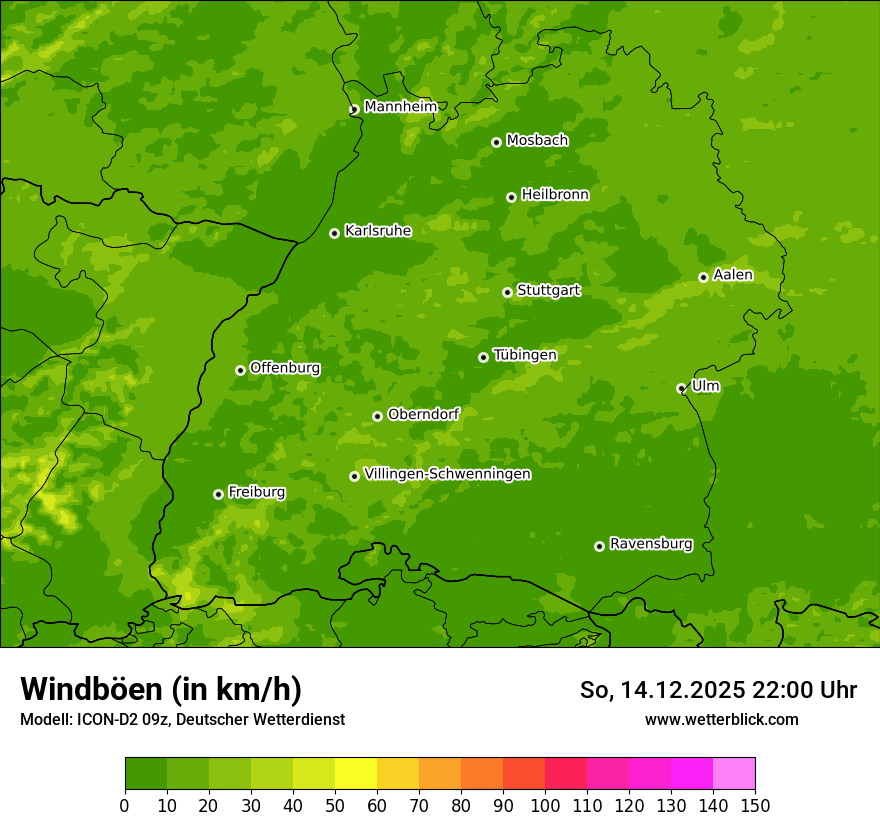 Modellkarten Windgeschwindigkeit