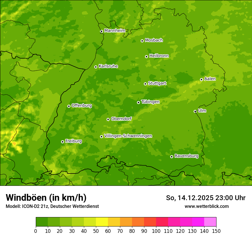 Modellkarten Windgeschwindigkeit