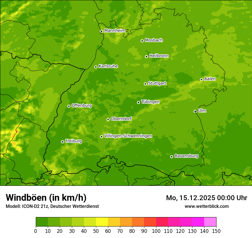 Modellkarten Windgeschwindigkeit