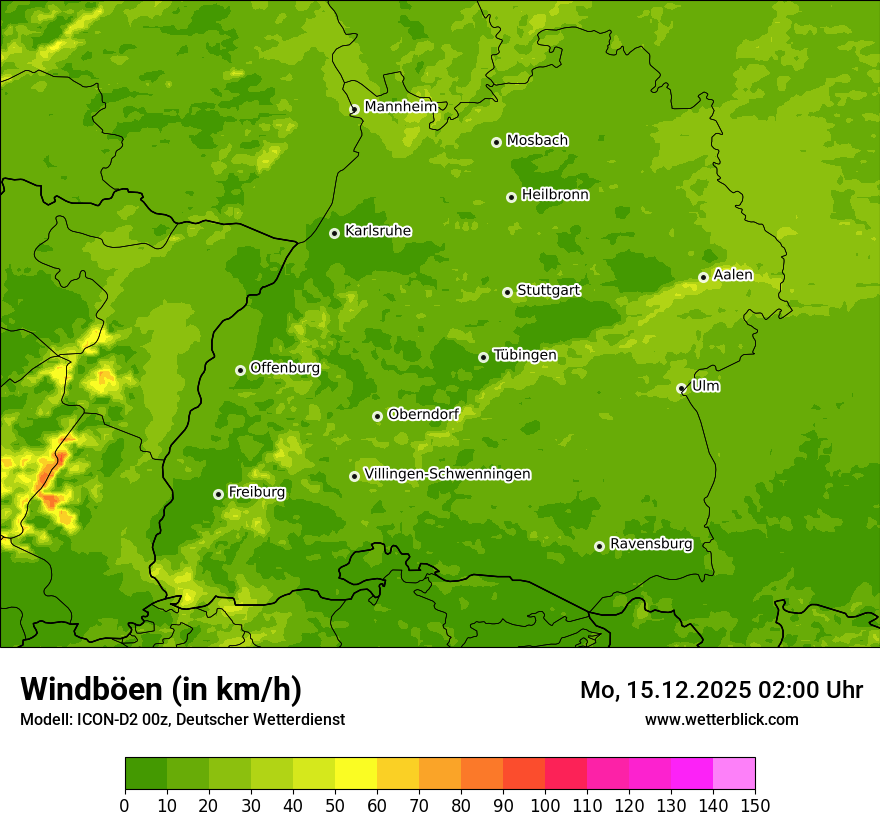 Modellkarten Windgeschwindigkeit