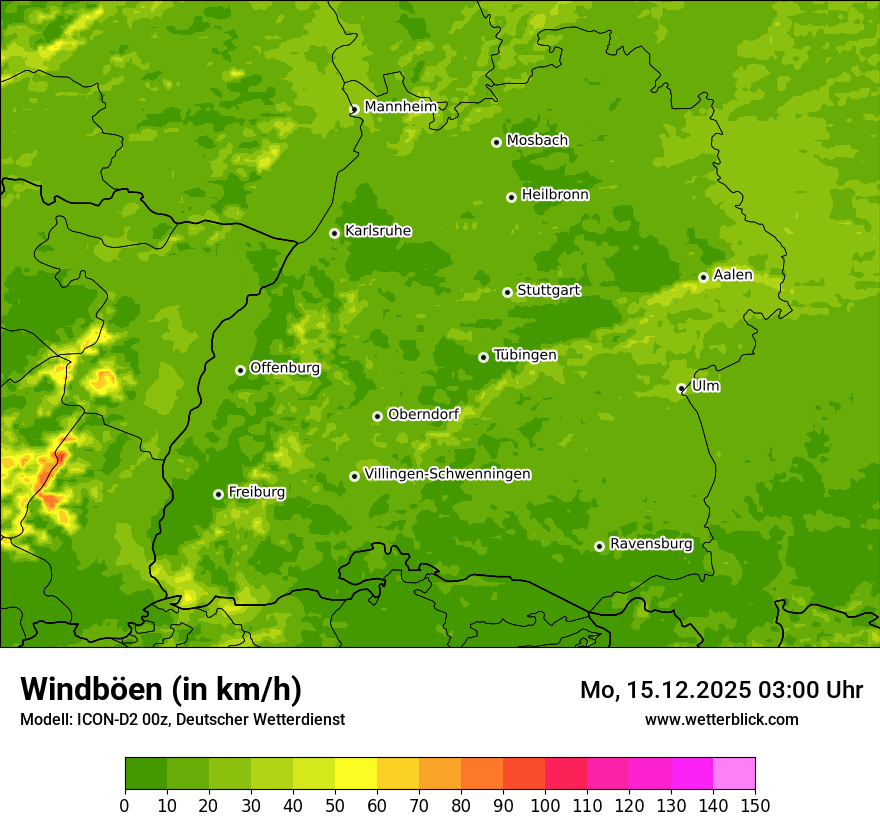 Modellkarten Windgeschwindigkeit