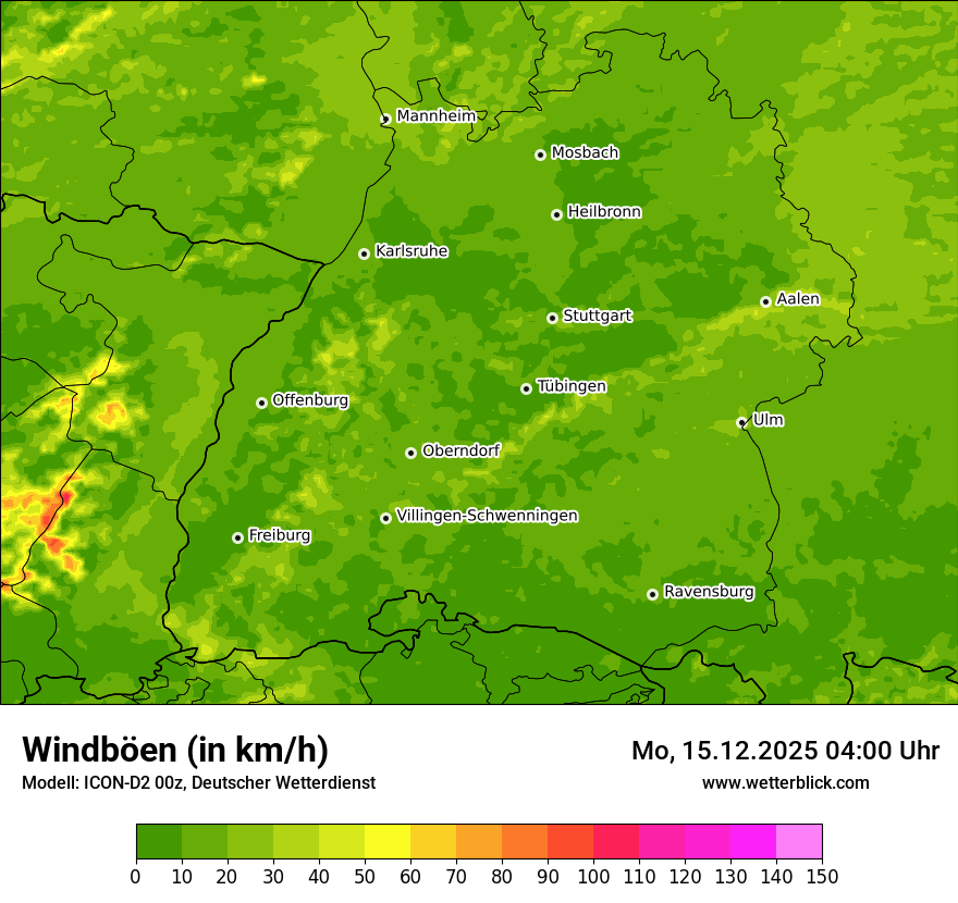 Modellkarten Windgeschwindigkeit