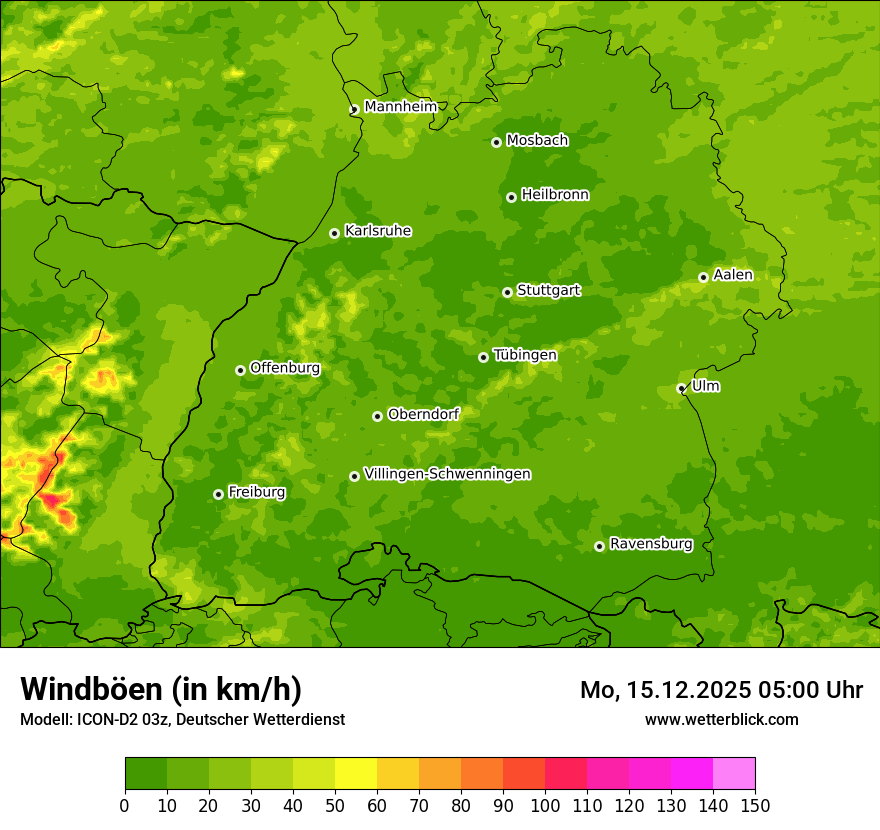 Modellkarten Windgeschwindigkeit