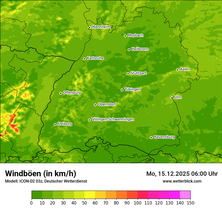 Modellkarten Windgeschwindigkeit