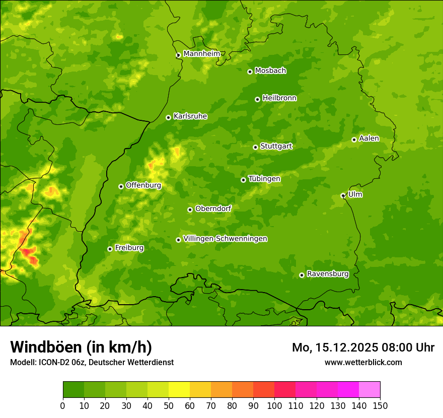 Modellkarten Windgeschwindigkeit