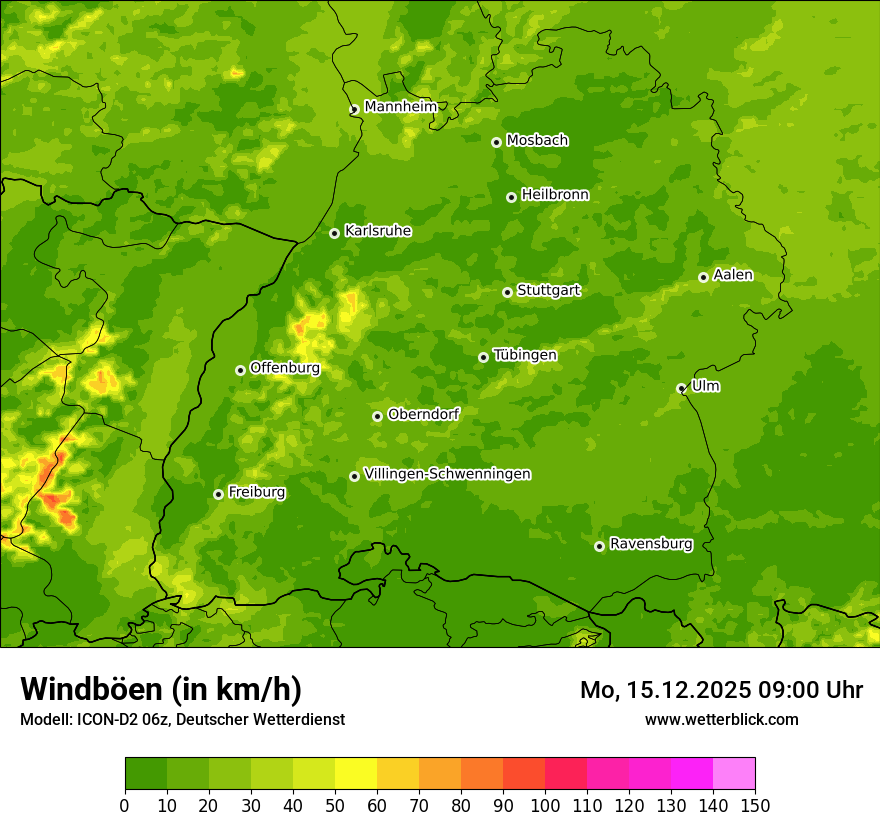 Modellkarten Windgeschwindigkeit