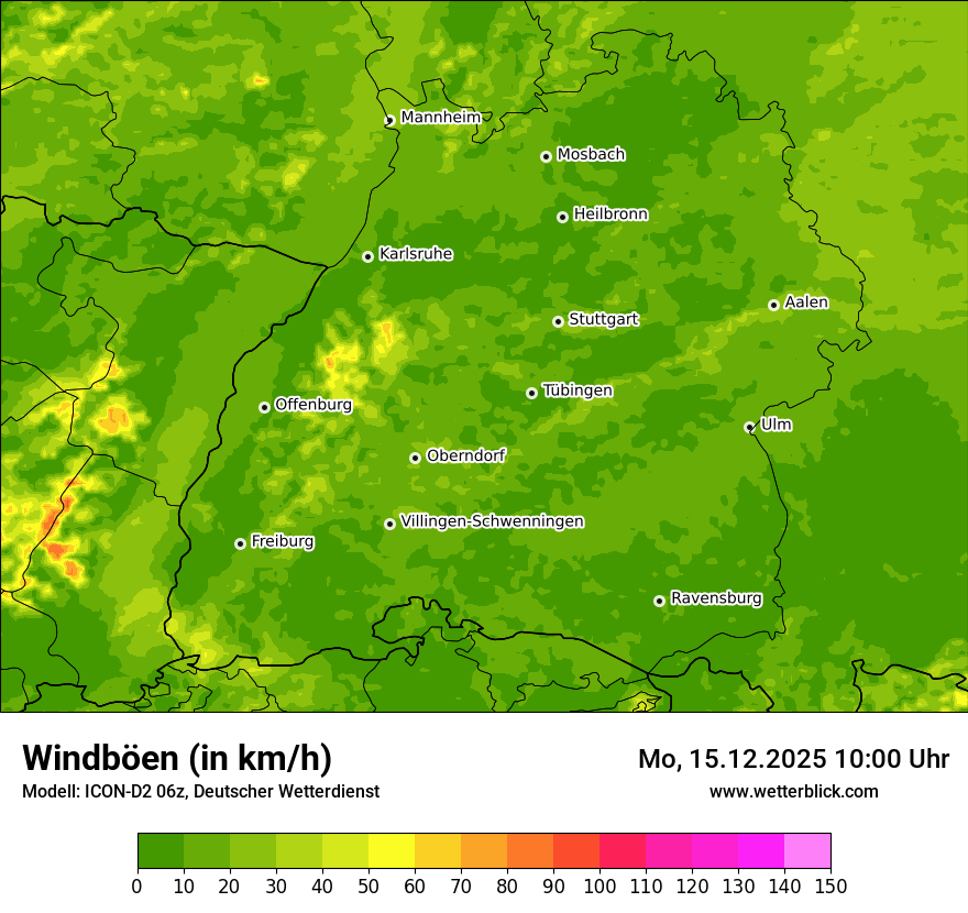 Modellkarten Windgeschwindigkeit