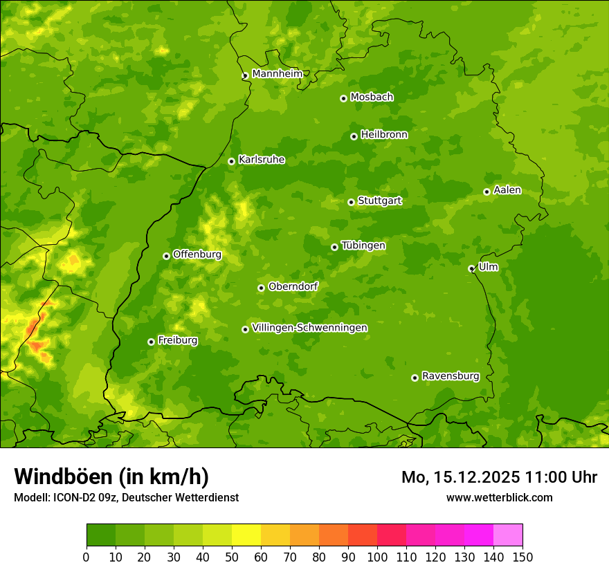 Modellkarten Windgeschwindigkeit