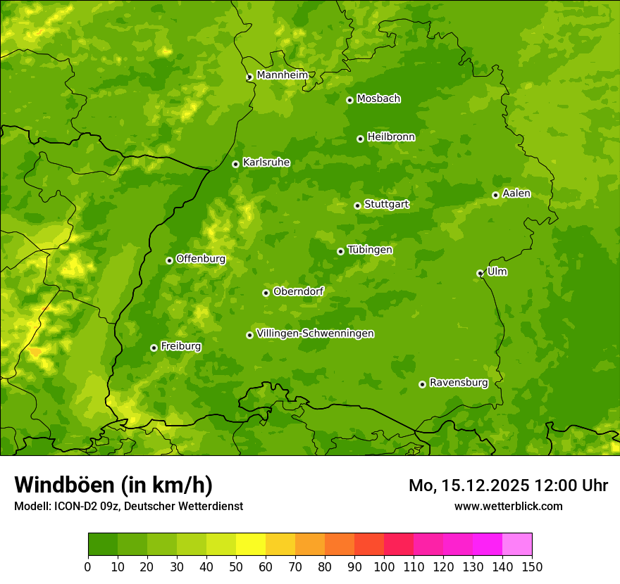 Modellkarten Windgeschwindigkeit