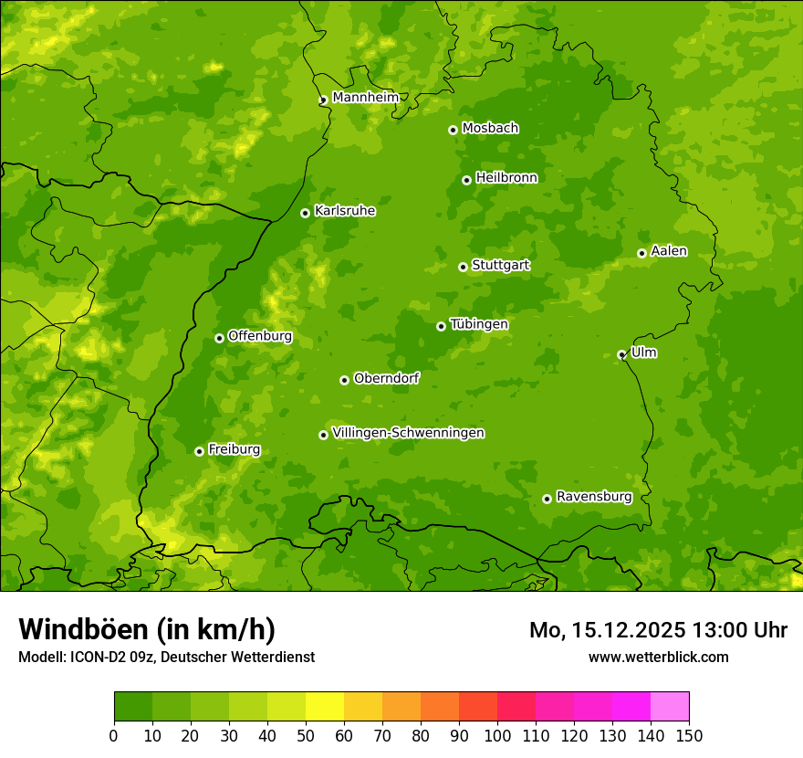 Modellkarten Windgeschwindigkeit