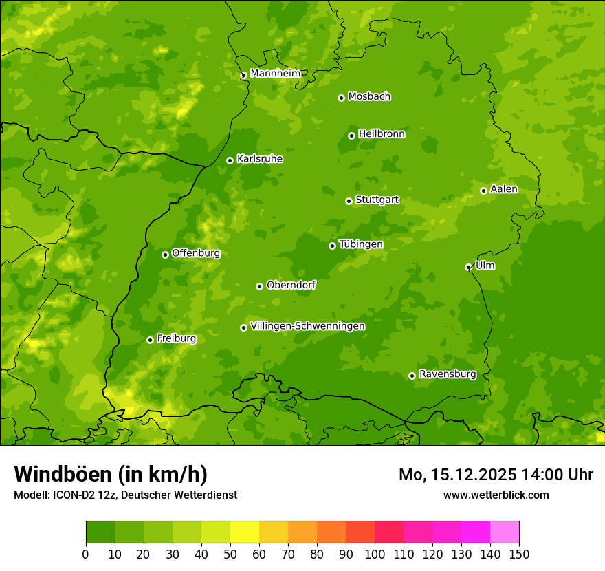 Modellkarten Windgeschwindigkeit