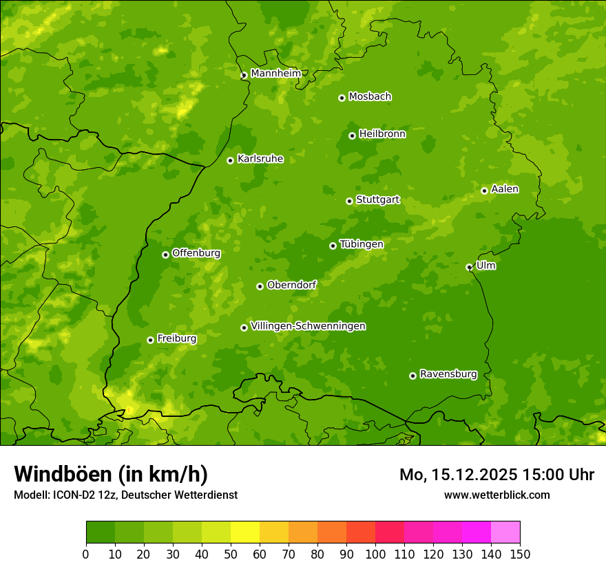 Modellkarten Windgeschwindigkeit