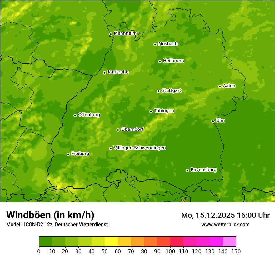 Modellkarten Windgeschwindigkeit
