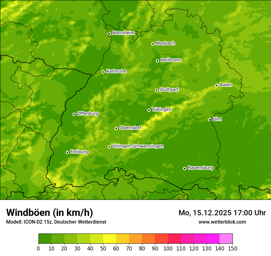 Modellkarten Windgeschwindigkeit