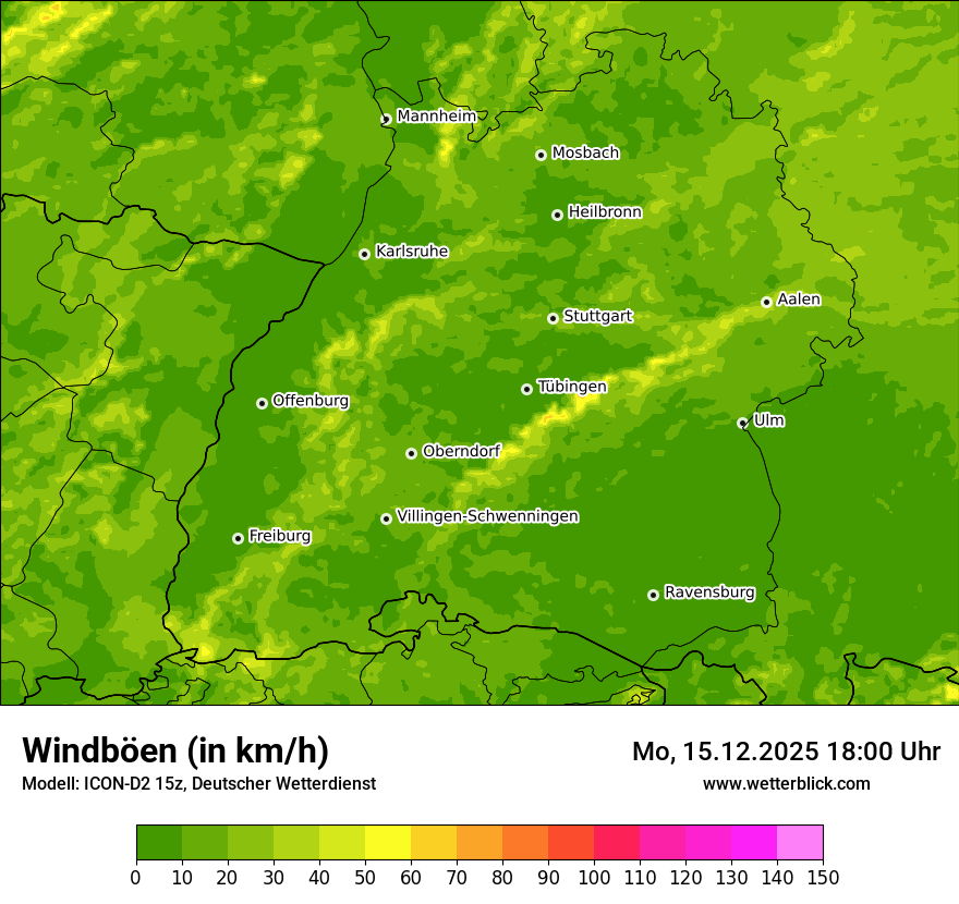 Modellkarten Windgeschwindigkeit
