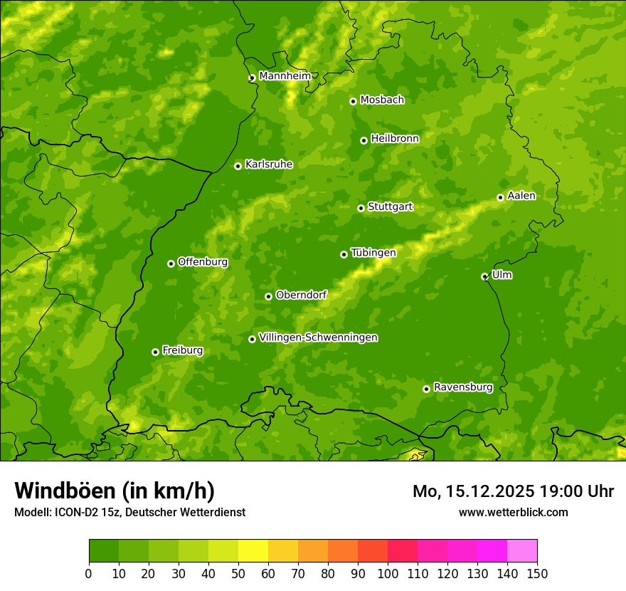 Modellkarten Windgeschwindigkeit