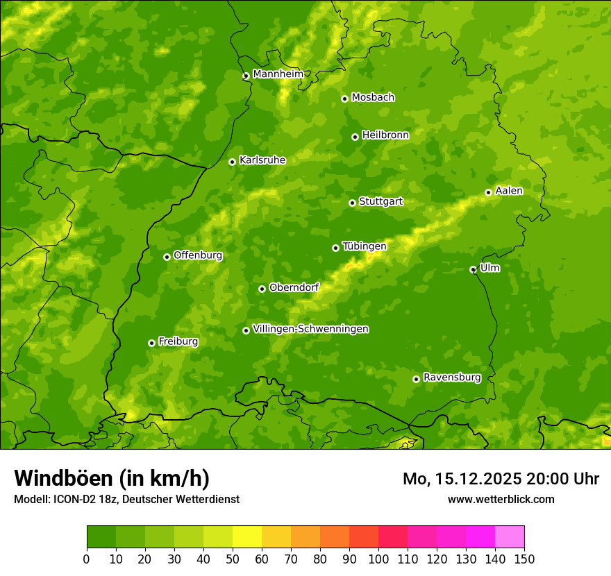 Modellkarten Windgeschwindigkeit