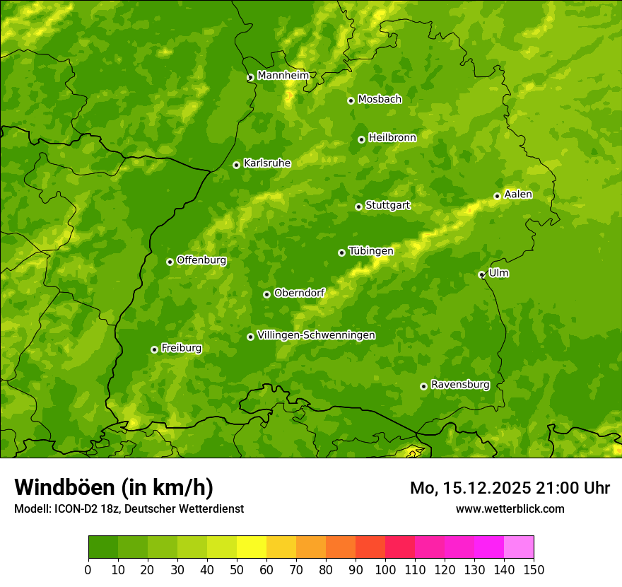 Modellkarten Windgeschwindigkeit