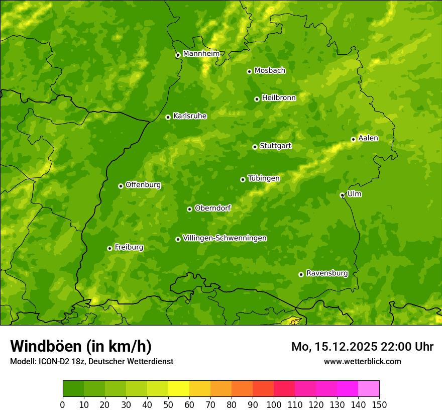 Modellkarten Windgeschwindigkeit
