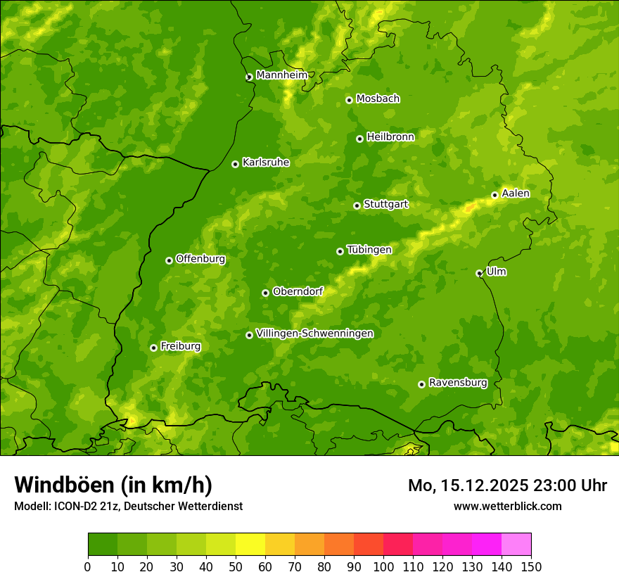 Modellkarten Windgeschwindigkeit