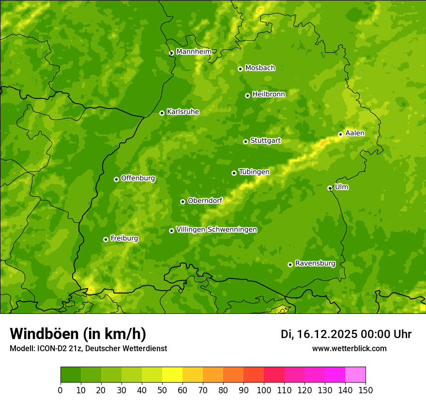 Modellkarten Windgeschwindigkeit