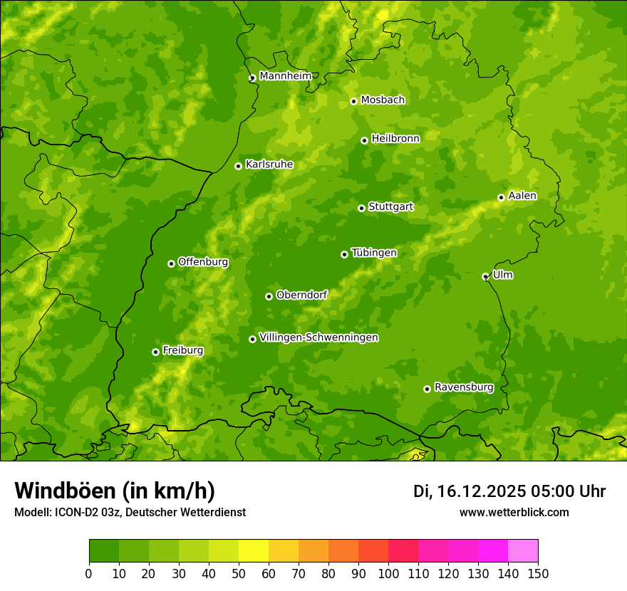 Modellkarten Windgeschwindigkeit