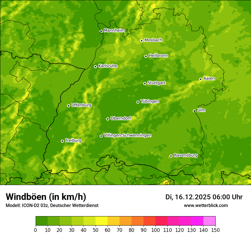 Modellkarten Windgeschwindigkeit
