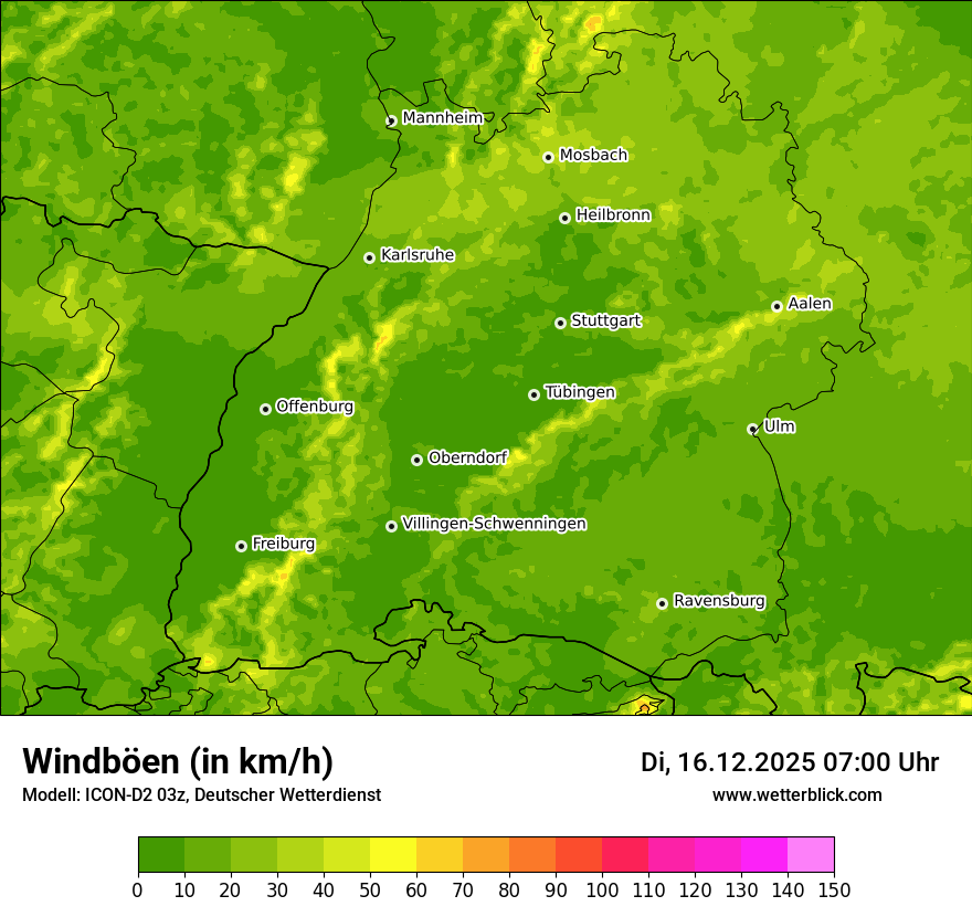 Modellkarten Windgeschwindigkeit