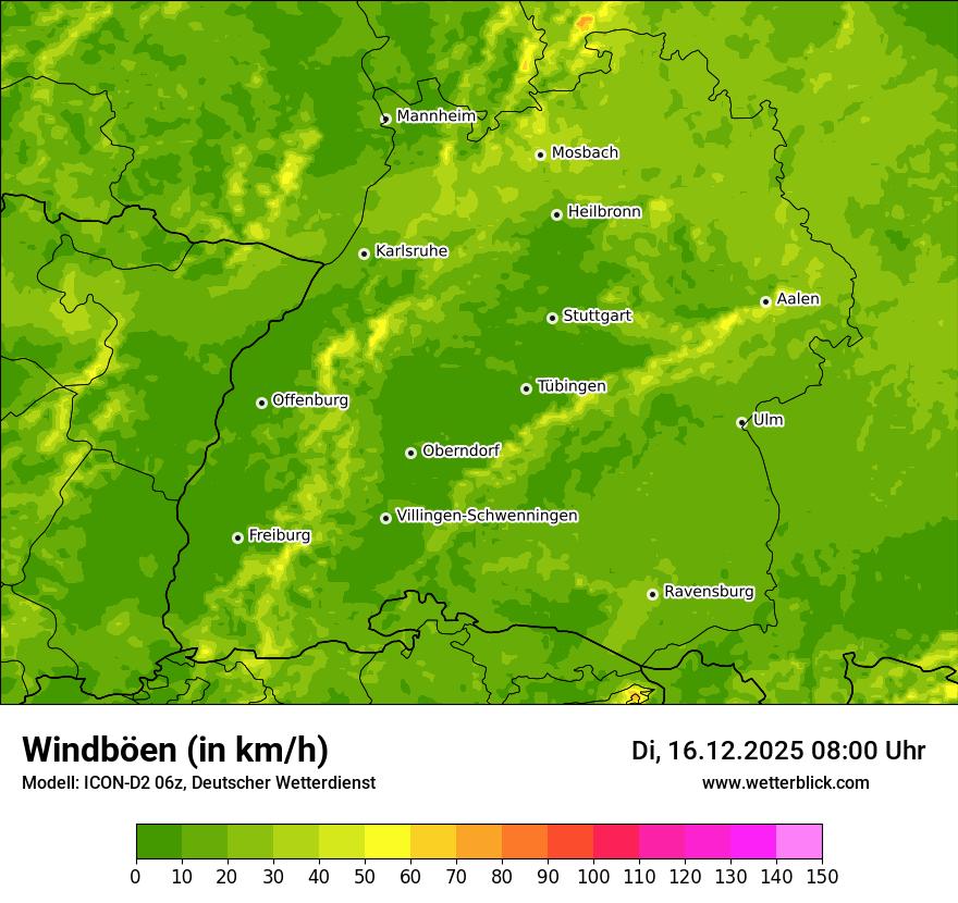 Modellkarten Windgeschwindigkeit